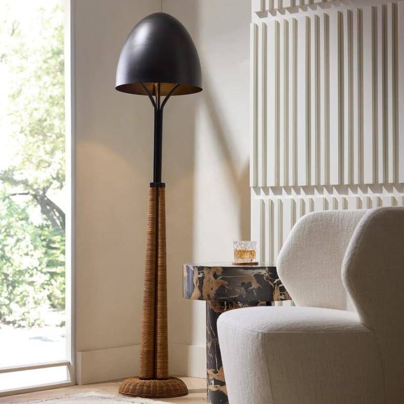 Italia 69.5 inch 100.00 watt Natural Rattan and English Bronze Floor Lamp Portable Light