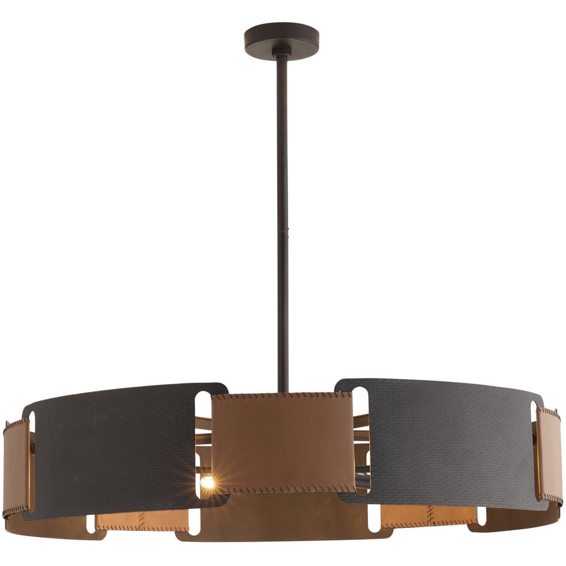 Ivan 5 Light 36.5 inch Brown and Blackened Iron Chandelier Ceiling Light