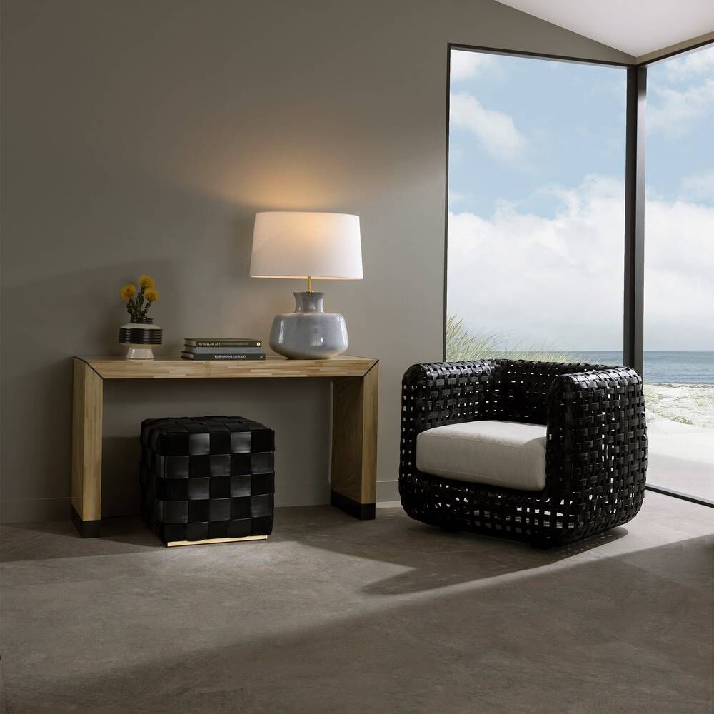 Toulouse 54 inch Blonde Straw Marquetry Console Table