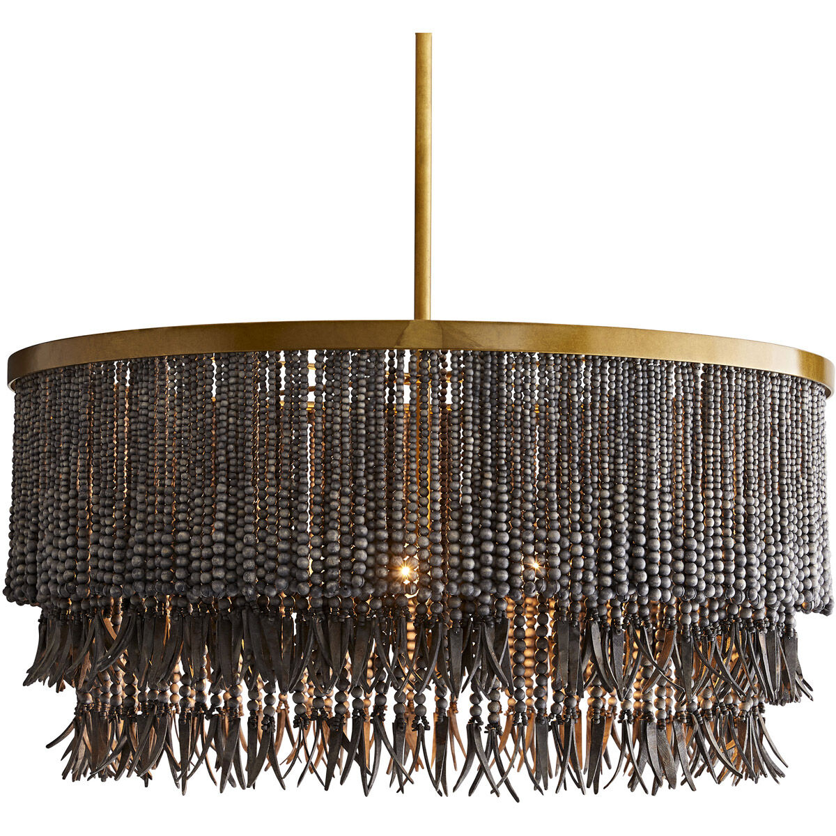 Baja 3 Light 30 inch Antique Brass Chandelier Ceiling Light in Dark Gray Wash Coco Beads