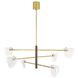 Hockless 6 Light 52 inch Antique Brass and Walnut Chandelier Ceiling Light