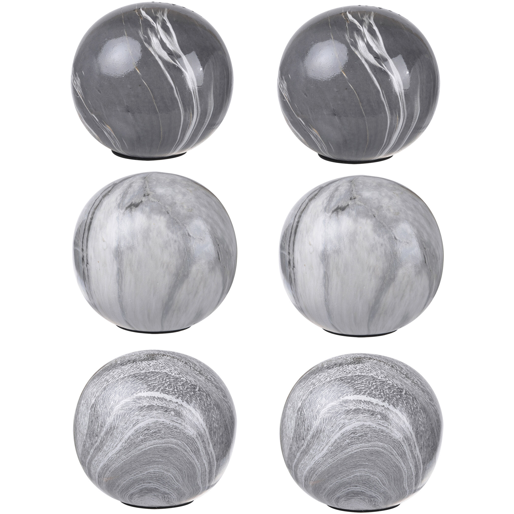 Marbleized Gray Decorative Ball, Set of 6