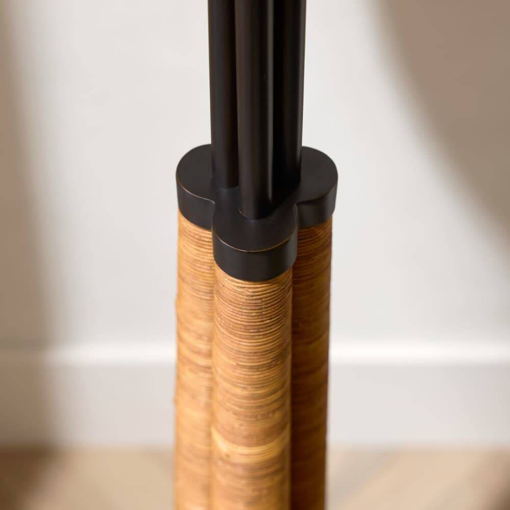 Italia 69.5 inch 100.00 watt Natural Rattan and English Bronze Floor Lamp Portable Light