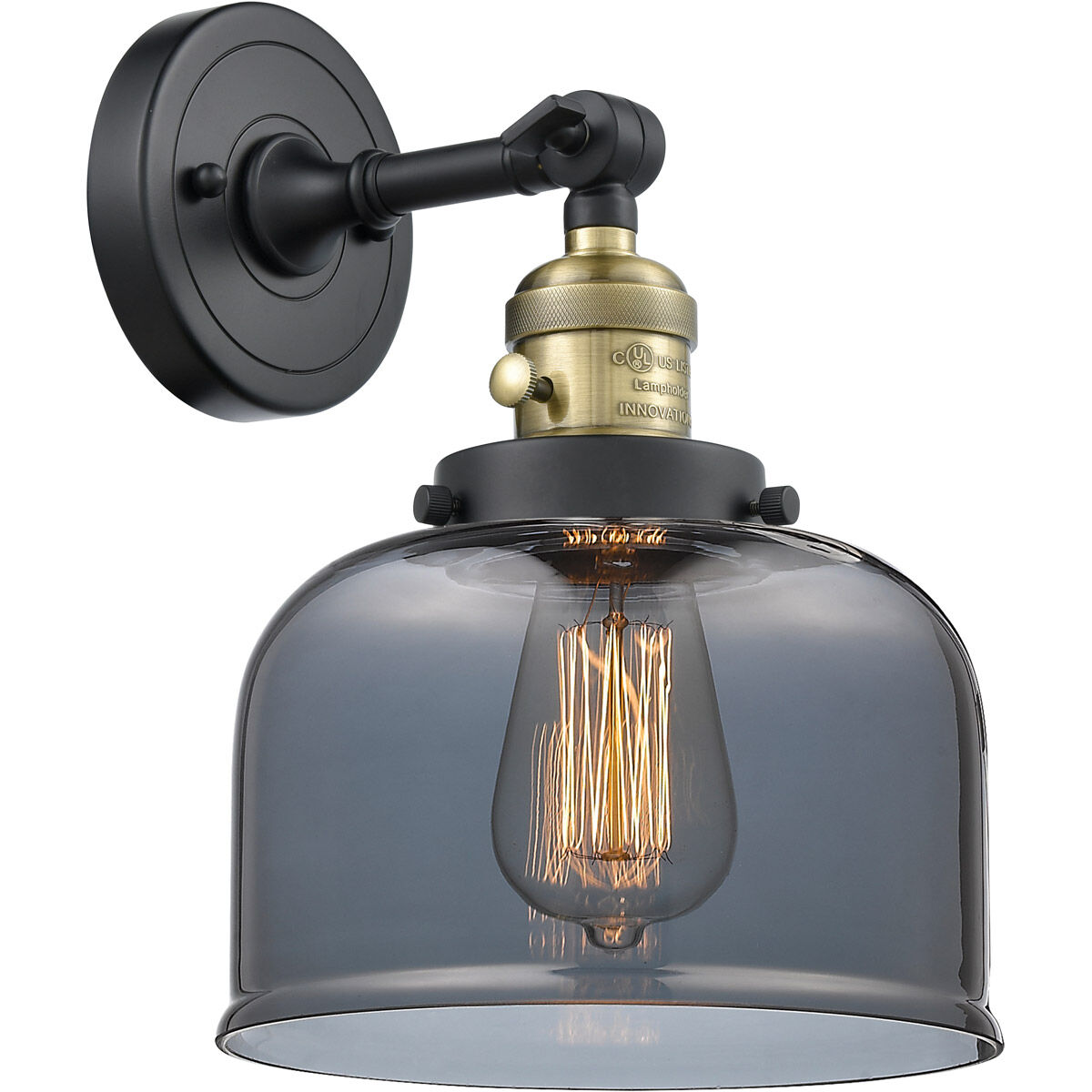 Franklin Restoration Large Bell LED 8 inch Black Antique Brass Sconce Wall Light, Franklin Restoration