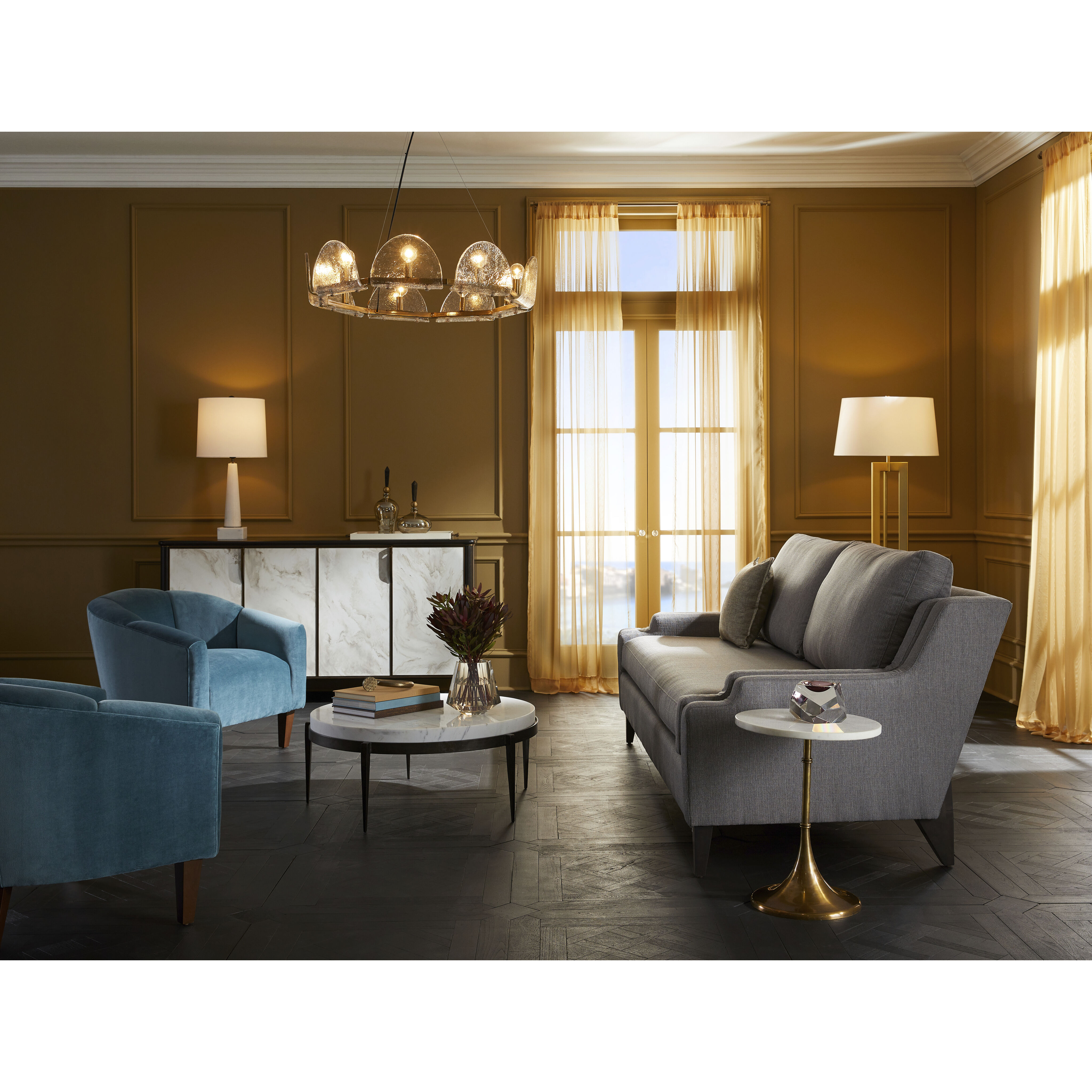 Mendez 9 Light 29 inch Smoke Luster and Antique Brass Chandelier Ceiling Light