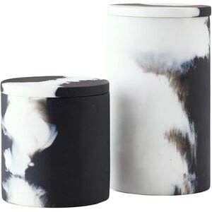 Hollie Black and White Containers, Round, Set of 2