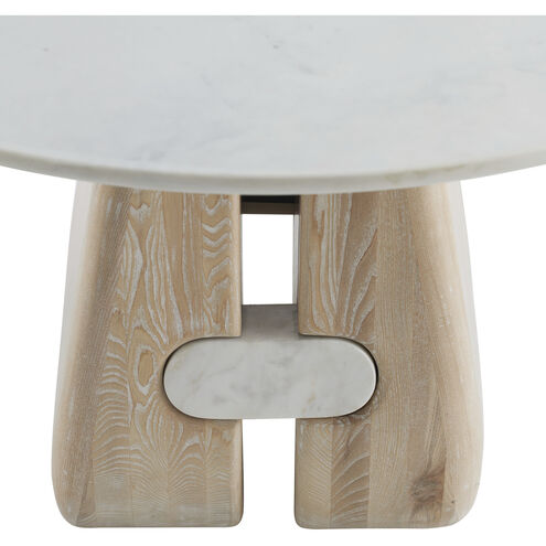 Melt 55 inch White Marble and Cerused Natural Dining Table, Large