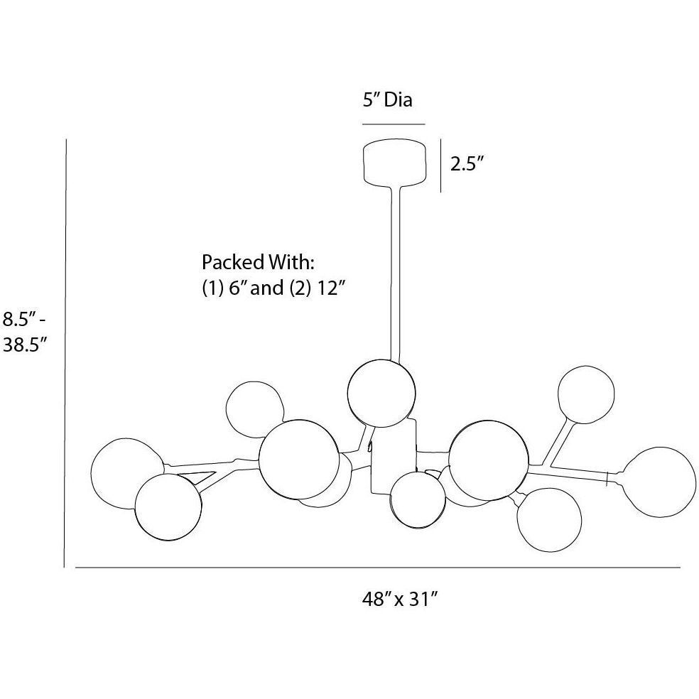 Dallas 12 Light 48 inch Polished Nickel Chandelier Ceiling Light