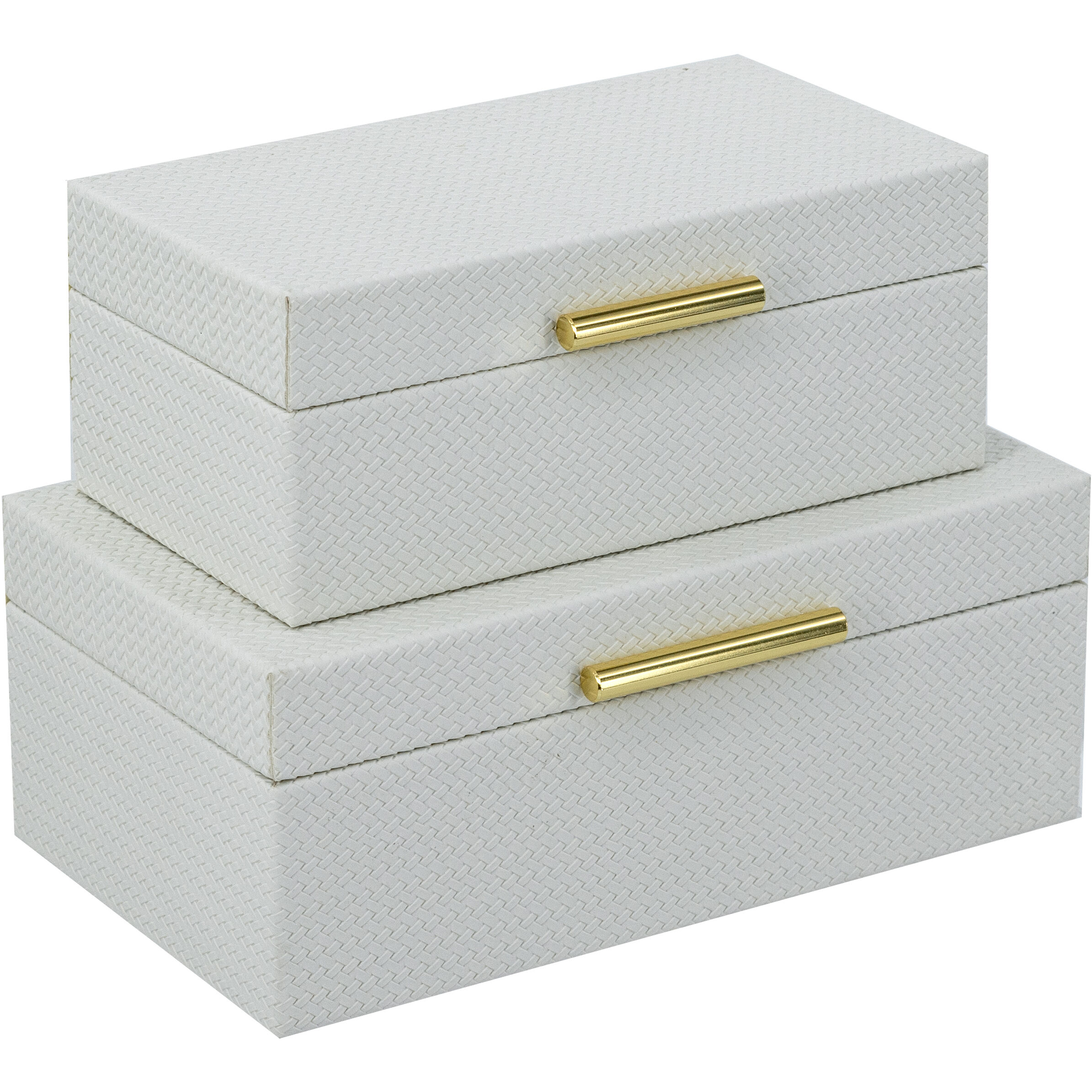 Anita White Faux and Gold Decorative Storage Box