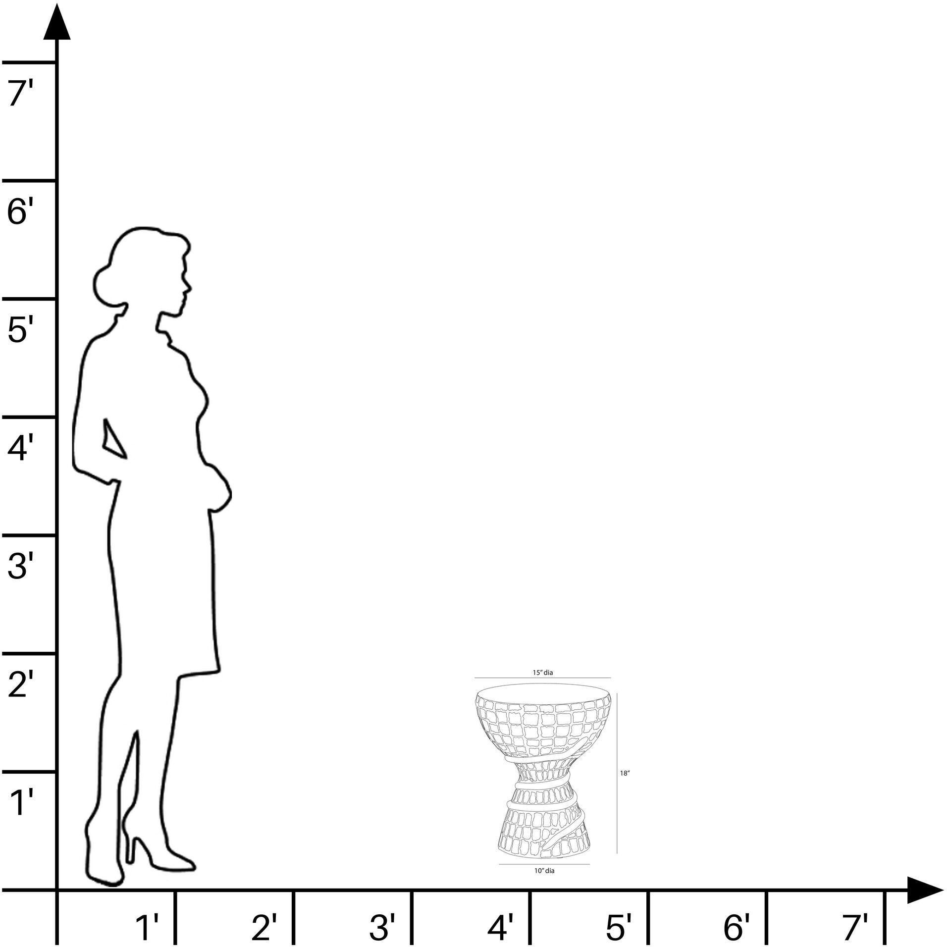 Kobra 15 inch Black Volcanic Ash Outdoor Accent Table
