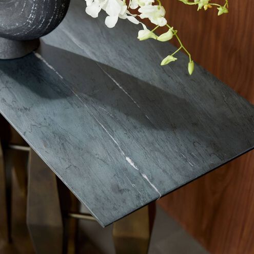 Dagmar 52 X 16 inch Matte Black Marble and Antique Gold Console