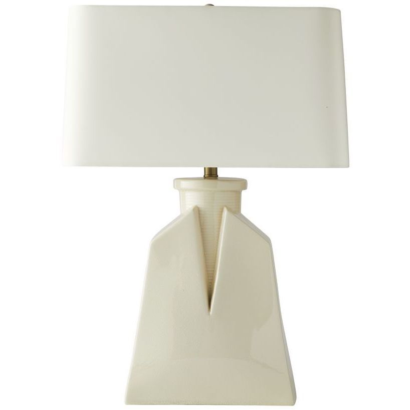 Cera 150.00 watt Ivory Crackle Table Lamp Portable Light