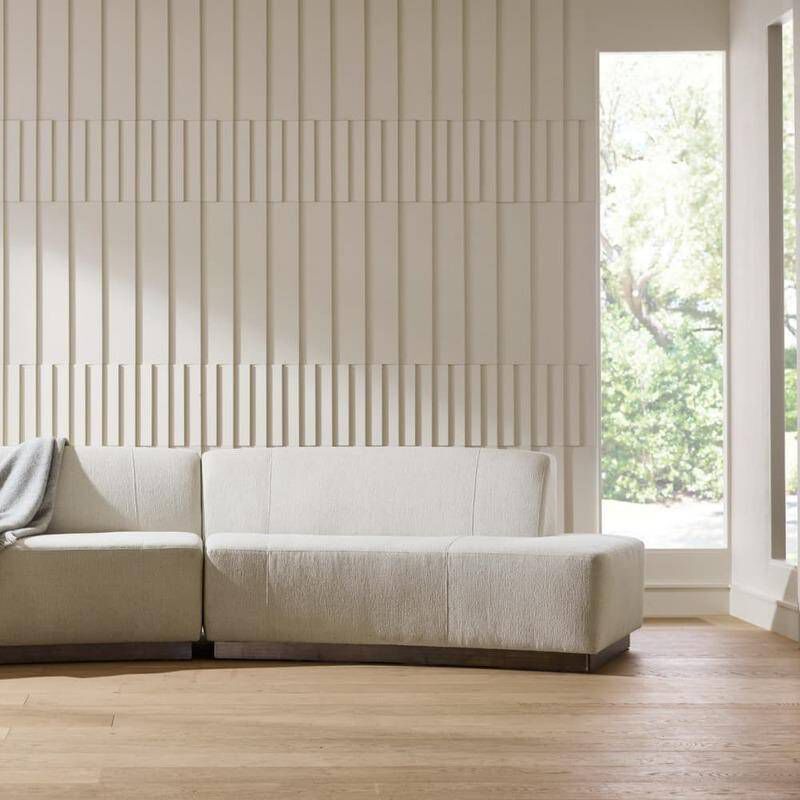 Islander Vanilla and Dark Walnut Sofa, Left