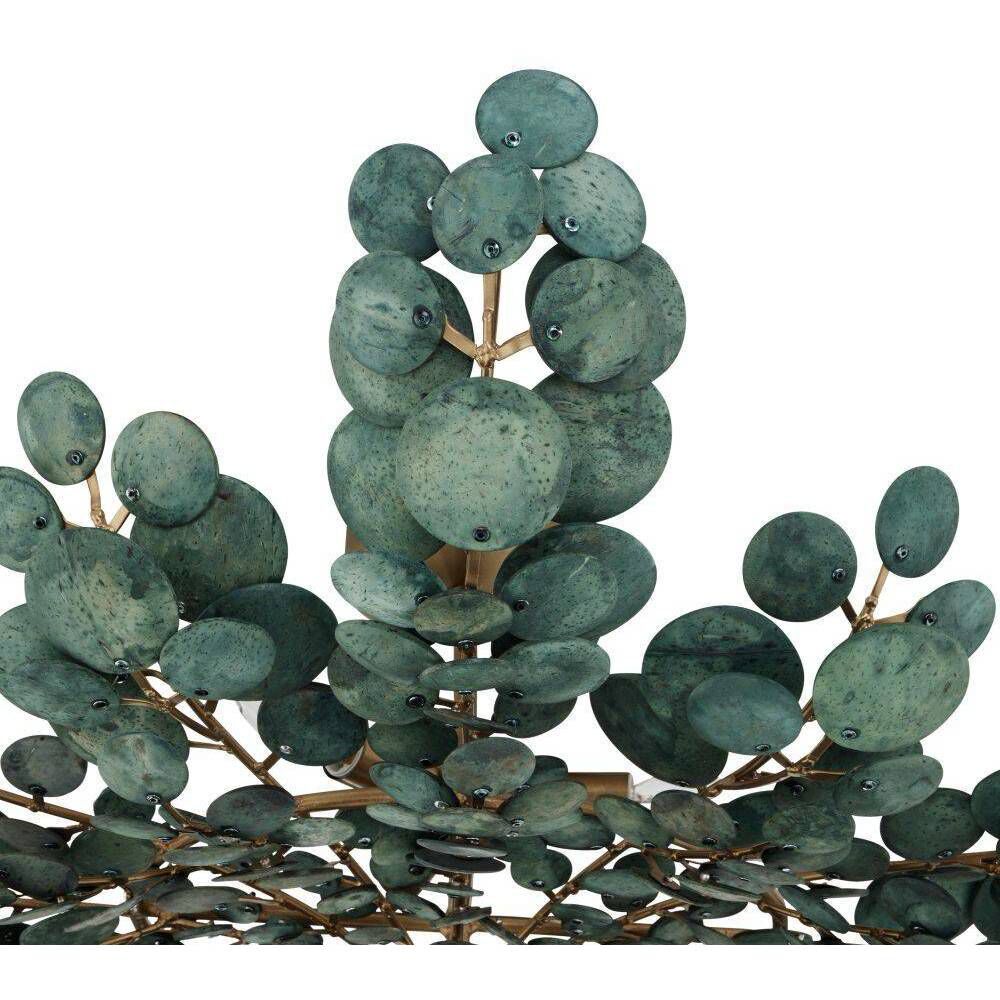 Bilal 3 Light 38 inch Eucalyptus Coconut Shell and Antique Brass Flush Mount Ceiling Light