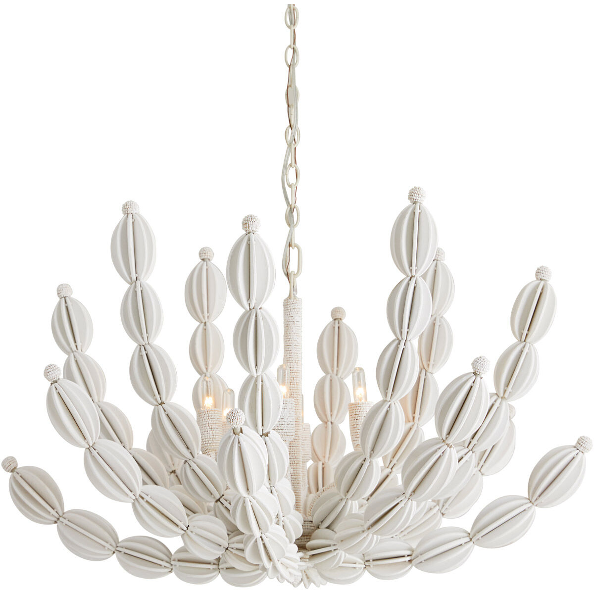 Indi 6 Light 34 inch White Chandelier Ceiling Light