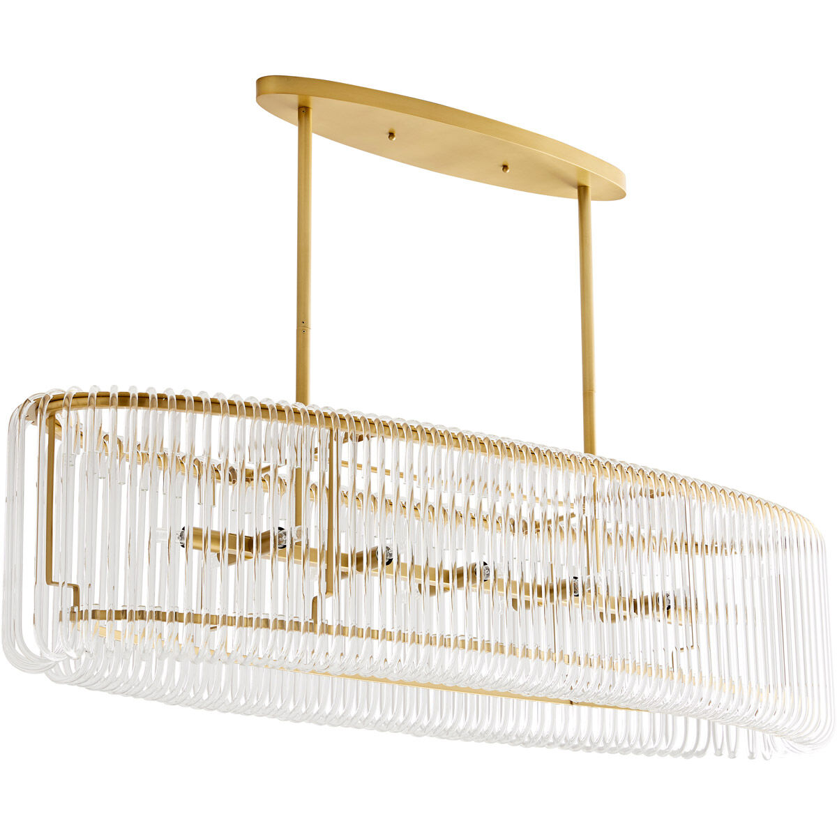 Chandler Linear Chandelier Ceiling Light in Antique Brass