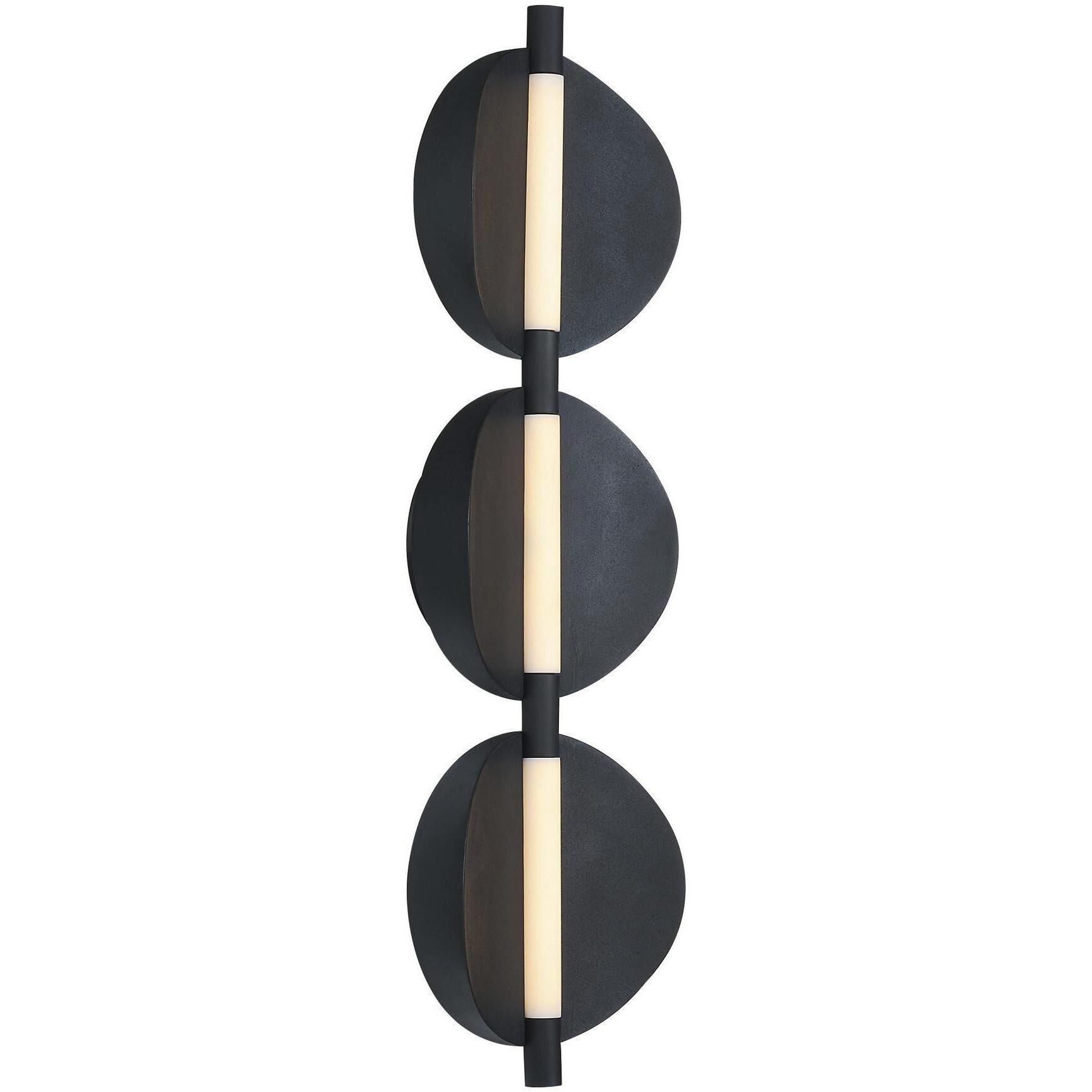 Luna 3 Light 8 inch Bronze and Matte Black ADA Sconce Wall Light