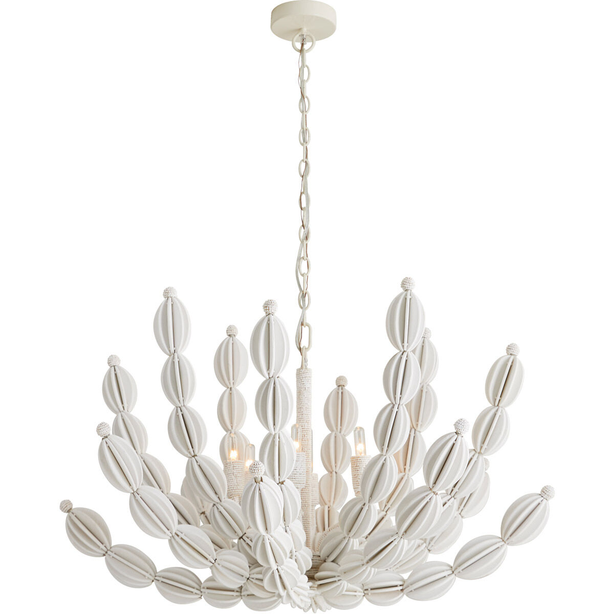 Indi 6 Light 34 inch White Chandelier Ceiling Light