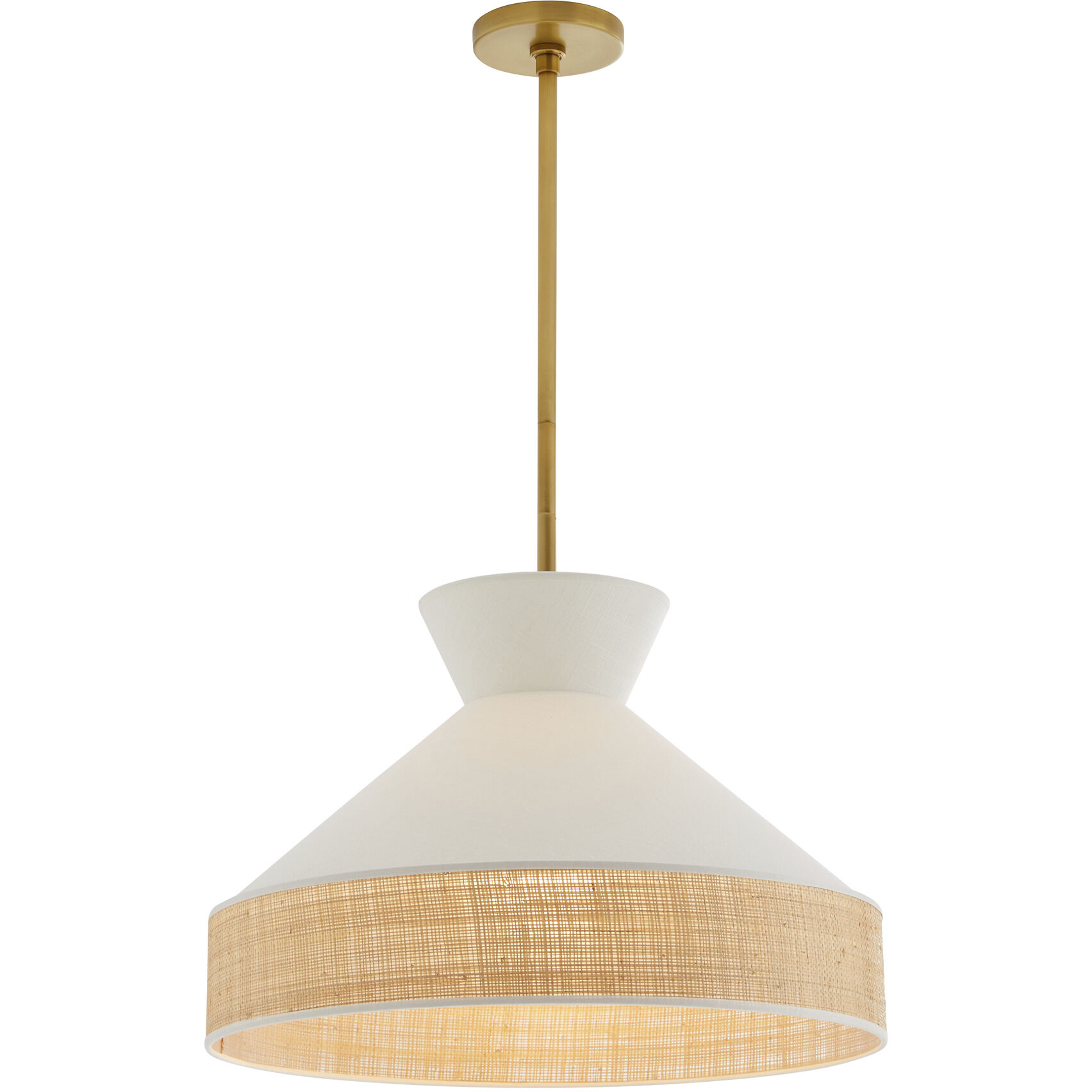 Malena 1 Light 20.5 inch White and Antique Brass Pendant Ceiling Light