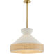 Malena 1 Light 21 inch White and Antique Brass Pendant Ceiling Light