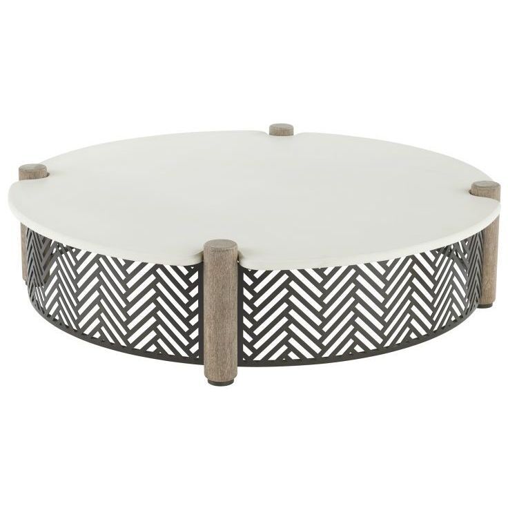 Emoto 50.5 inch White and Aged Bronze with Willow Outdoor Coffee Table