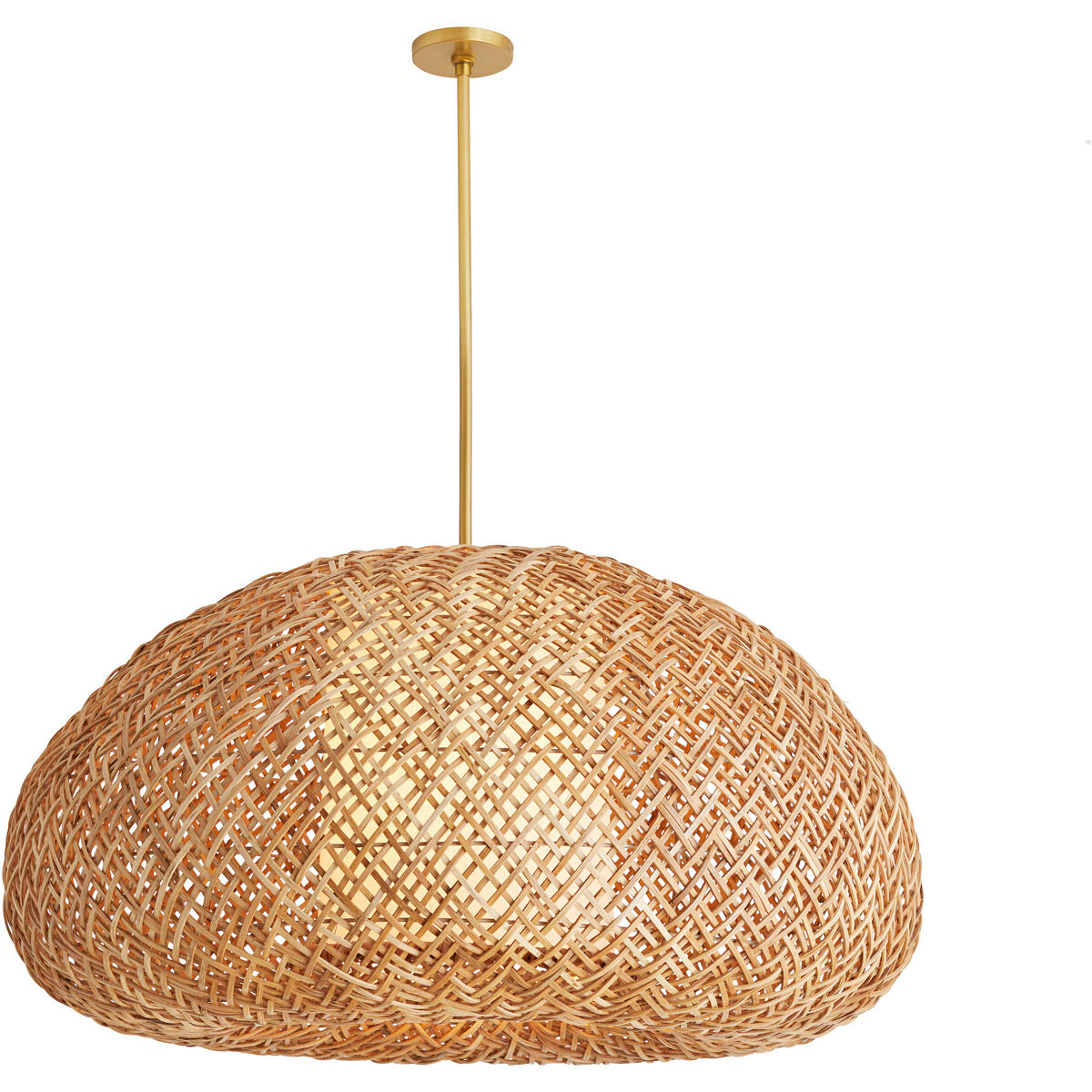 Ingrid 1 Light 43 inch Natural and Antique Brass Pendant Ceiling Light