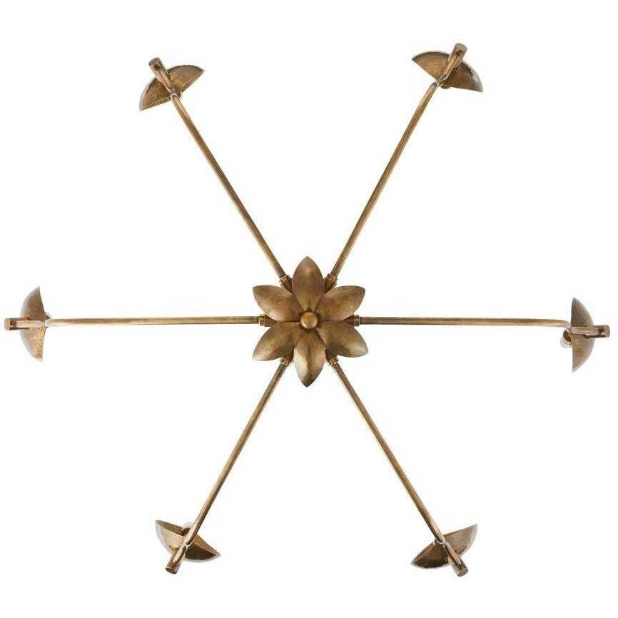 Flores 6 Light 46 inch Vintage Brass Chandelier Ceiling Light