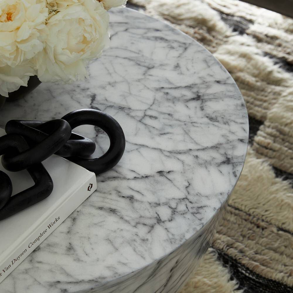 Godwin 32 inch White Faux Marble Coffee Table