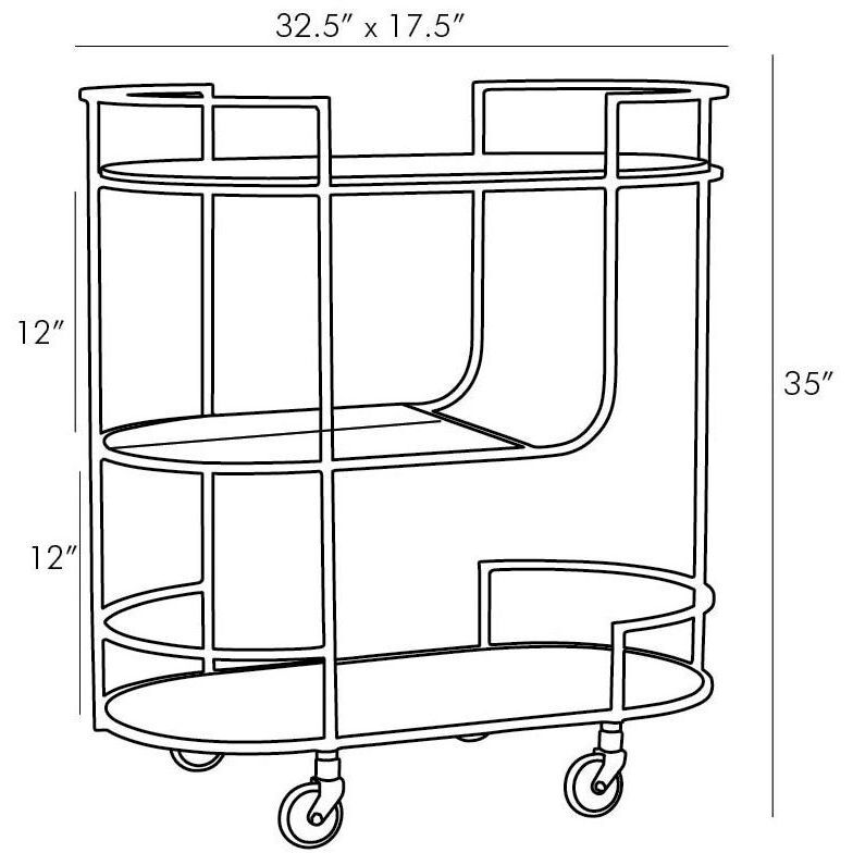 Trainor Antique Brass Bar Cart