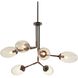 Falcon 6 Light 41 inch English Bronze and Cognac Leather Chandelier Ceiling Light