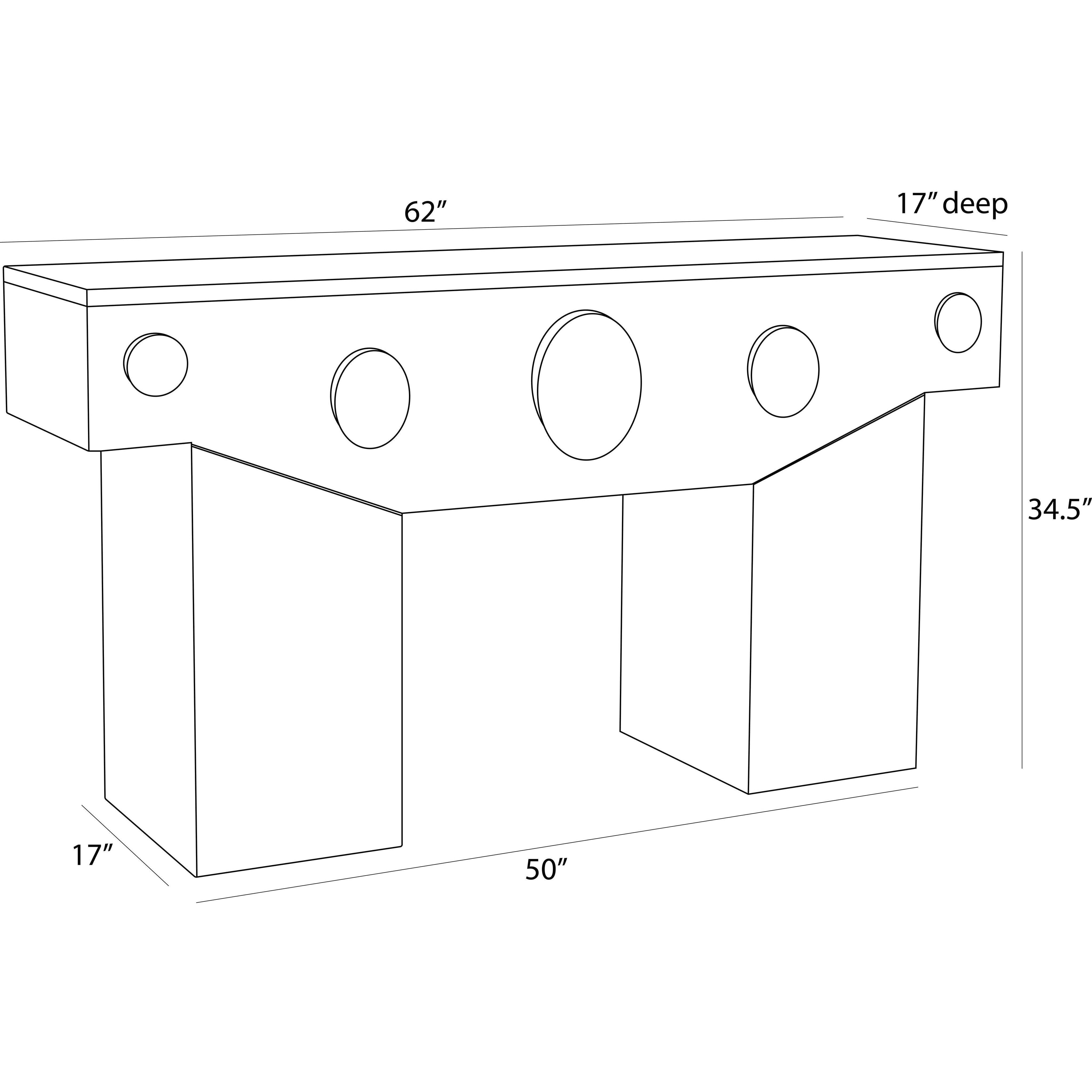 Cairo 62 X 17 inch Umber and Bengal with Antique Brass Console Table