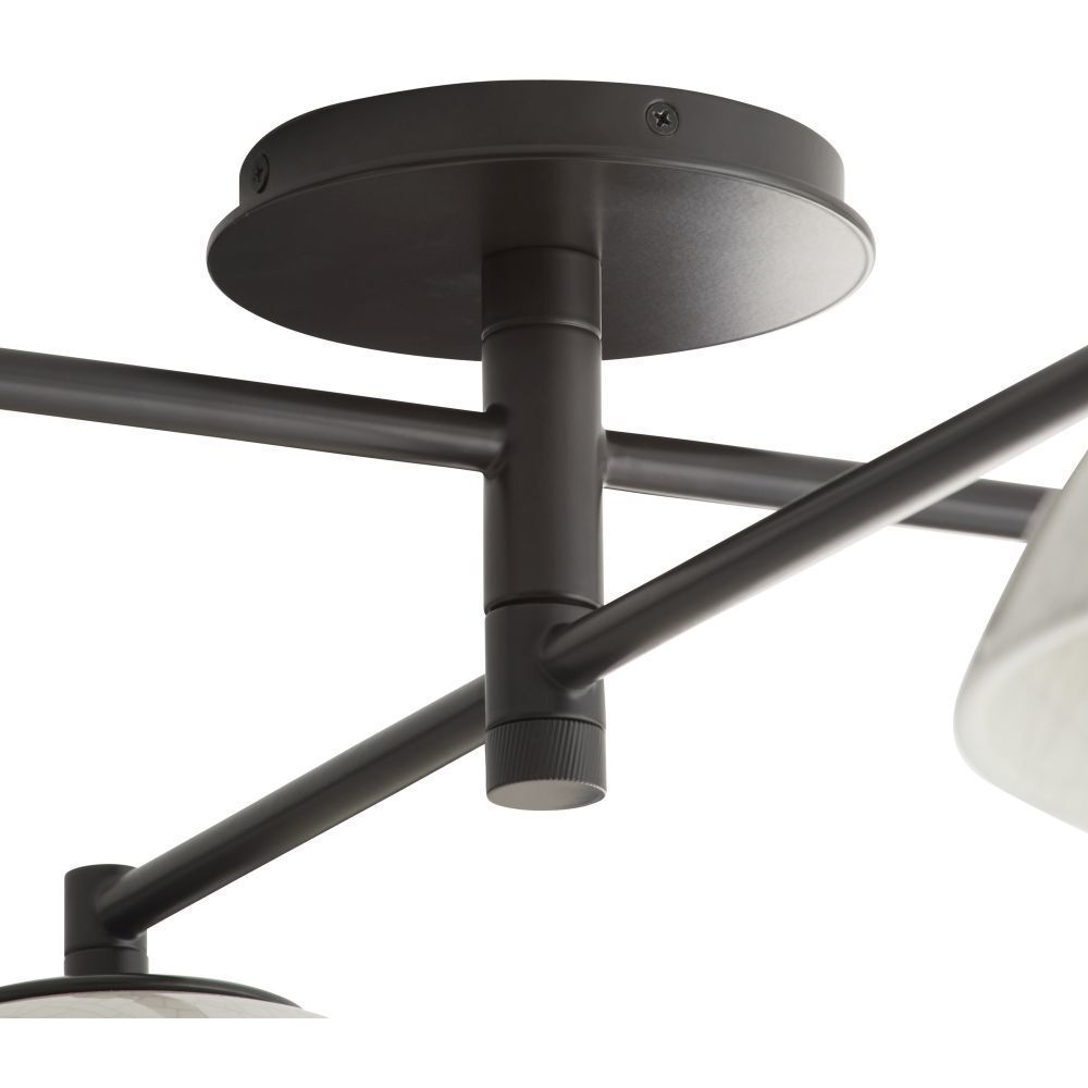 Glaze 4 Light 45 inch Blackened Steel, Ivory Stained Crackle Multipoint Flush Mount Ceiling Light