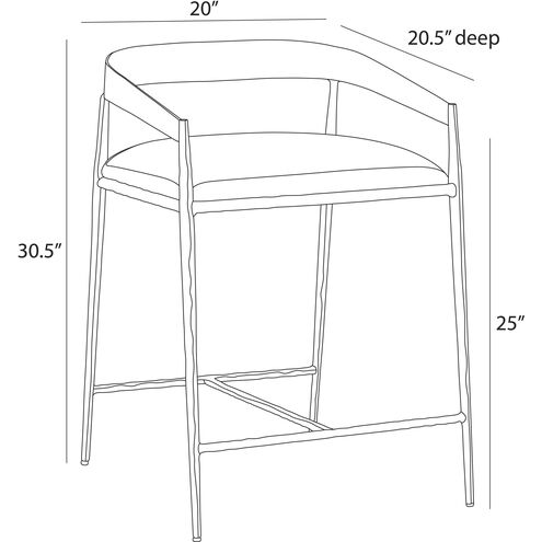Ansel 30.5 inch Midnight Grey and Natural Iron Counter Stool