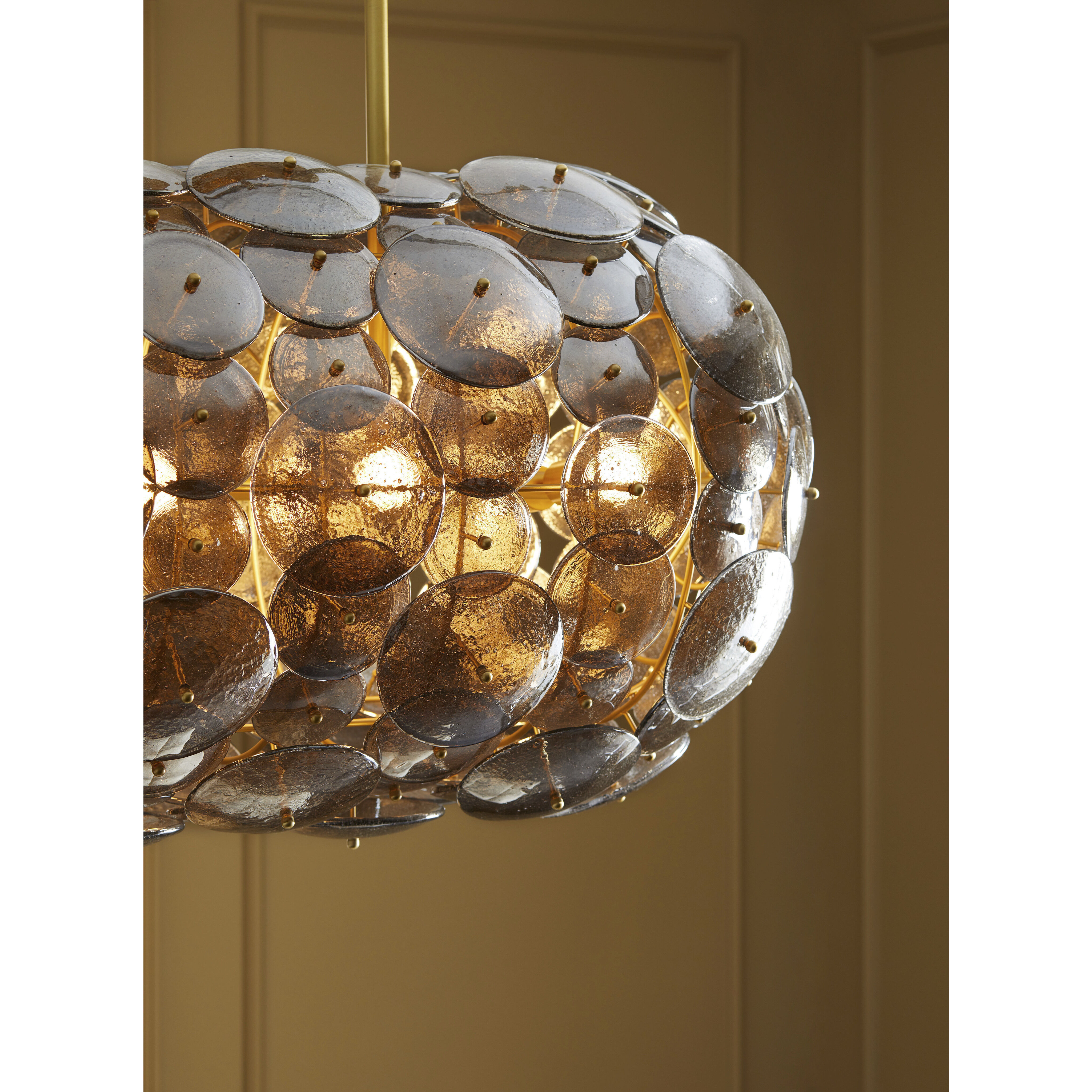 Nebula 8 Light 42 inch Smoke Luster and Antique Brass Chandelier Ceiling Light