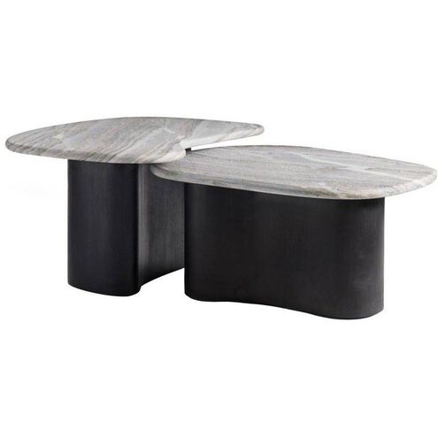 Melt 35 X 17 inch Ebony and Galaxy Marble Coffee Tables, Set of 2