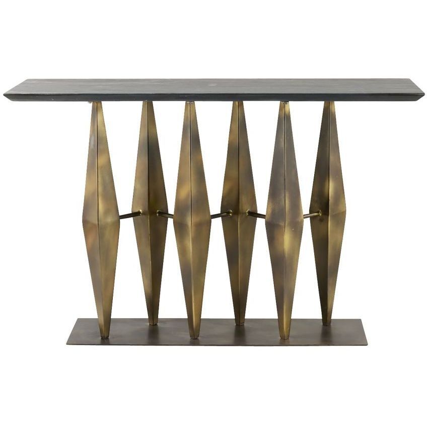 Dagmar 52 X 16 inch Matte Black Marble and Antique Gold Console