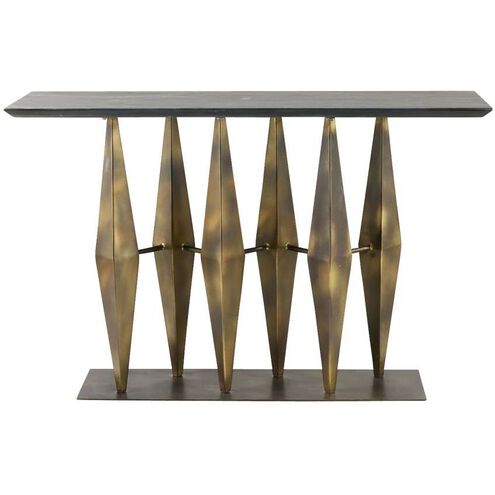 Dagmar 52 X 16 inch Matte Black Marble and Antique Gold Console