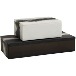 Hollie 12.5 inch Black & White Boxes, Set of 2
