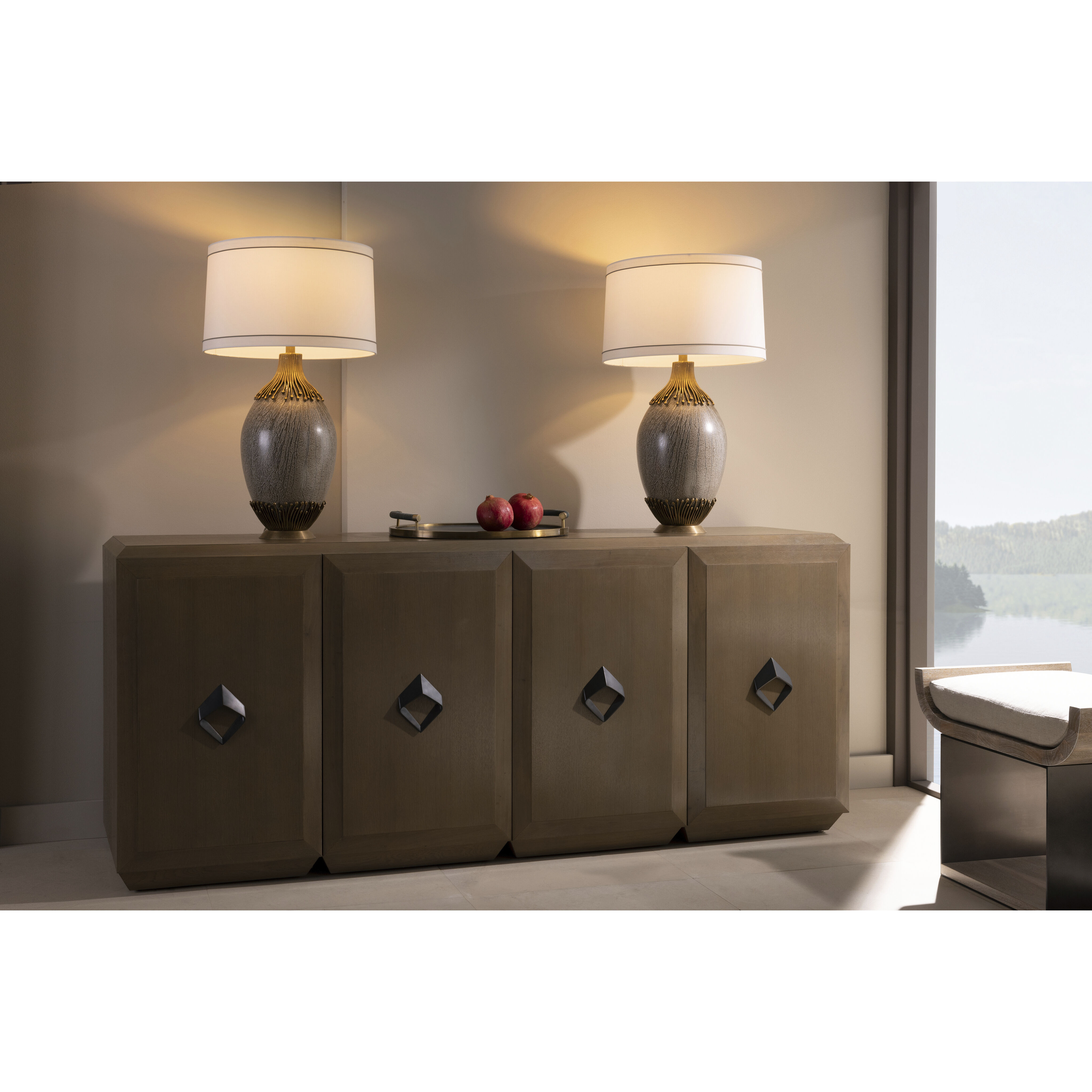 Wilhelm 32 inch 150.00 watt Ash Reactive Table Lamp Portable Light