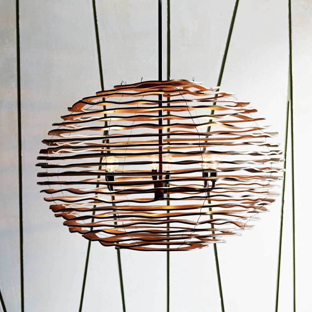 Rook 6 Light 35 inch Natural and Blackened Iron Pendant Ceiling Light, Large