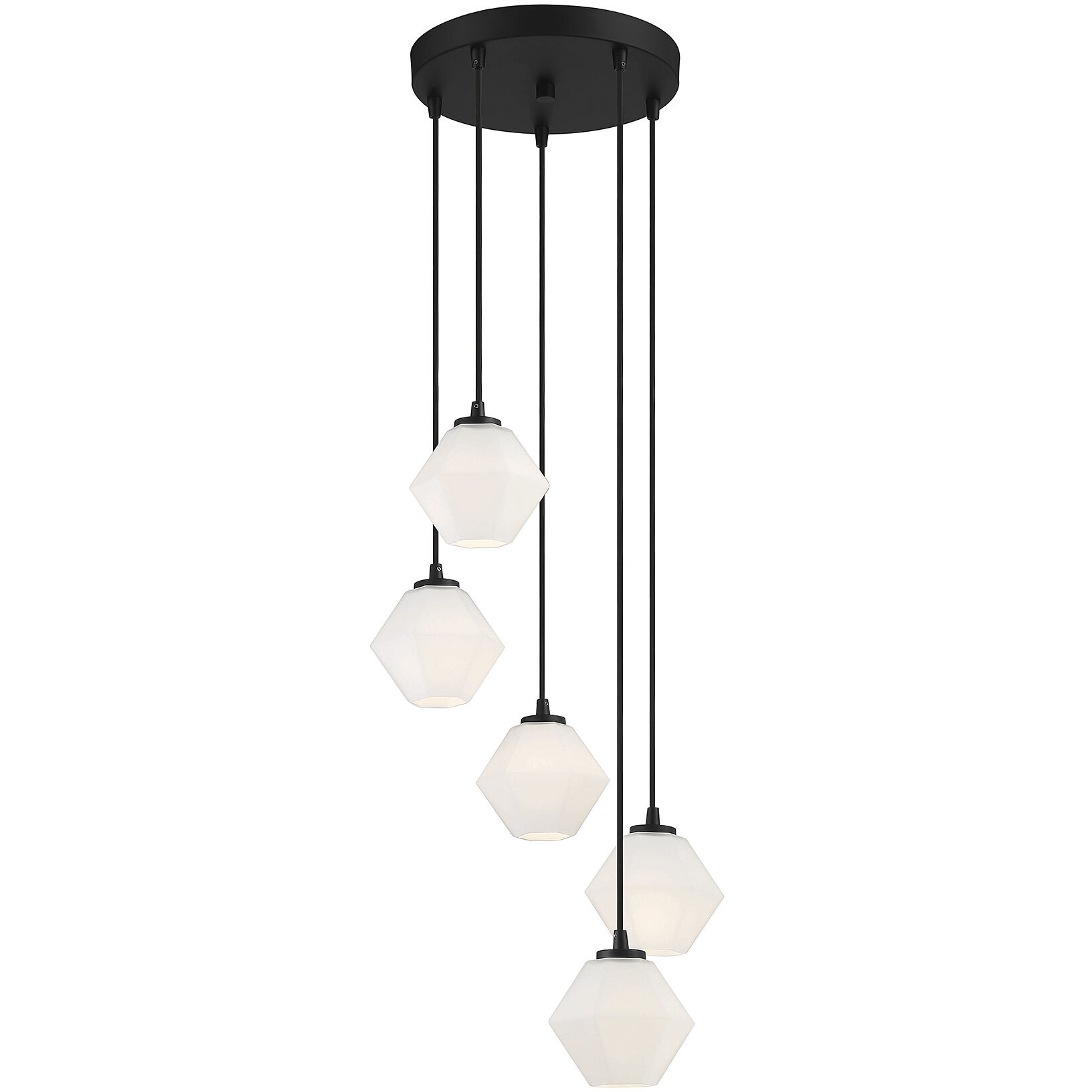 Mid-Century Modern 5 Light 16 inch Matte Black Chandelier Ceiling Light