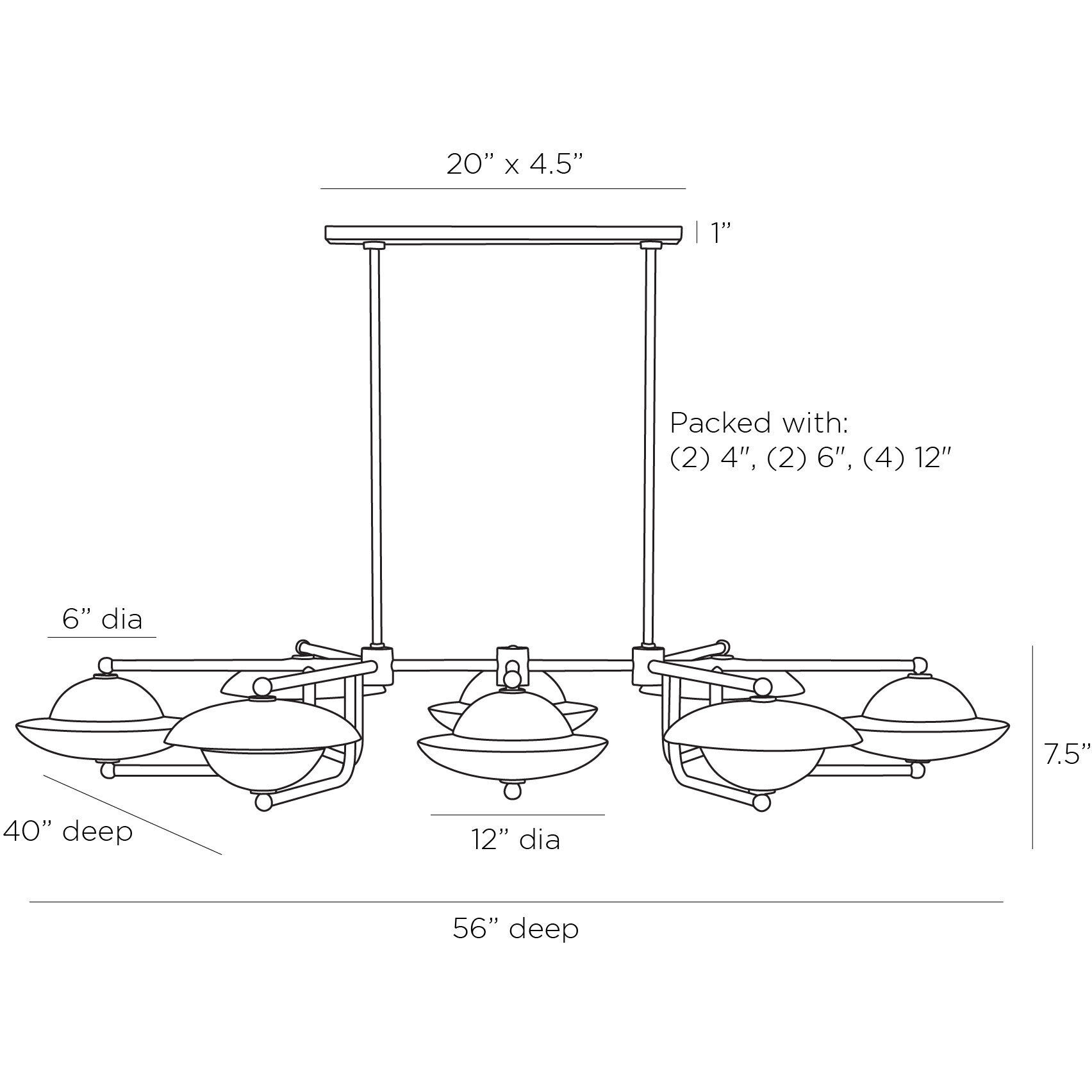 Towne 8 Light 56 inch Clear Seedy Linear Chandelier Ceiling Light