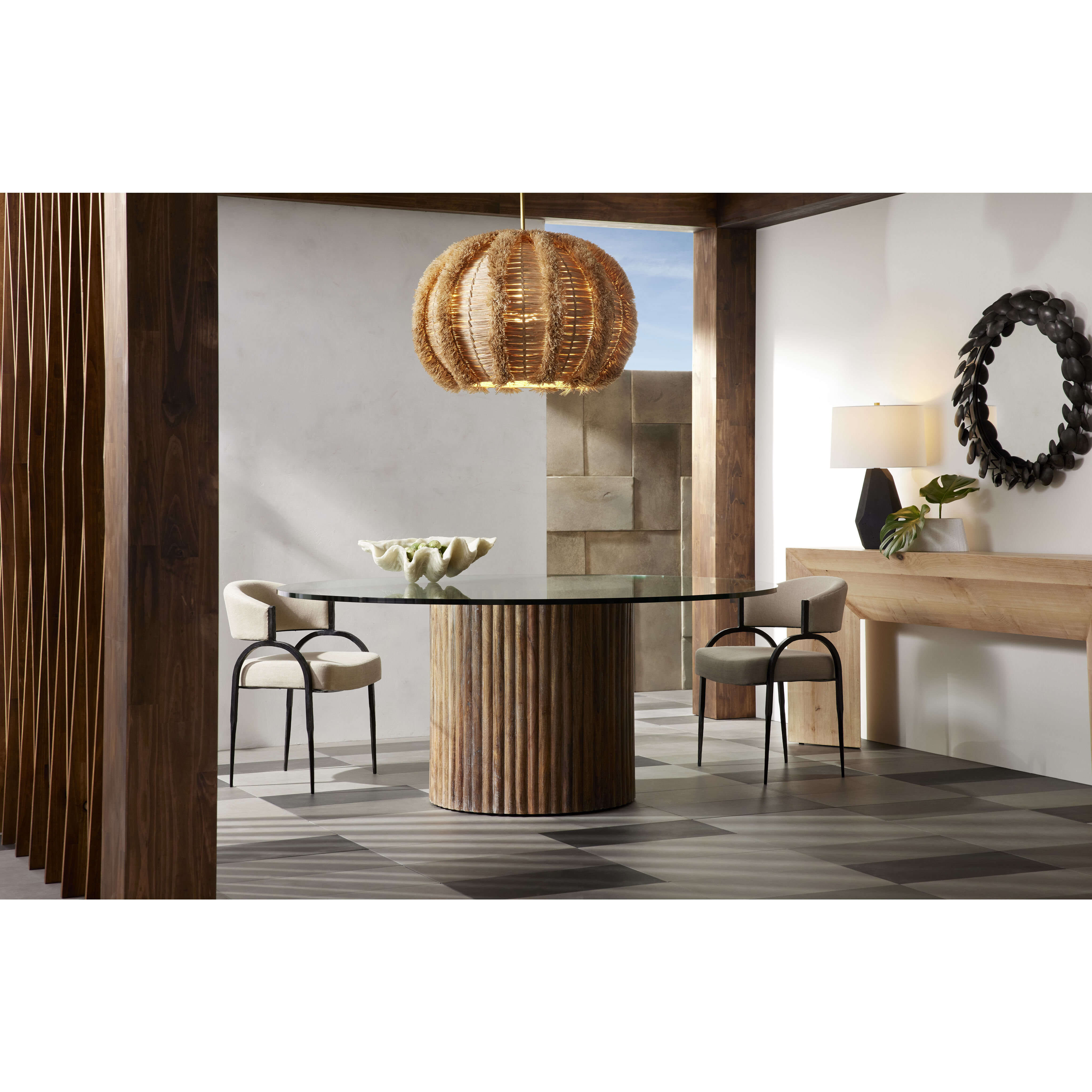 Johanna 1 Light 34 inch Natural and Antique Brass Pendant Ceiling Light