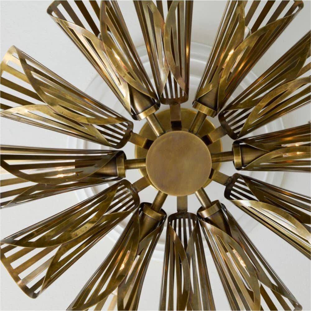 Francesca 12 Light 20 inch Vintage Brass Flush Mount Ceiling Light