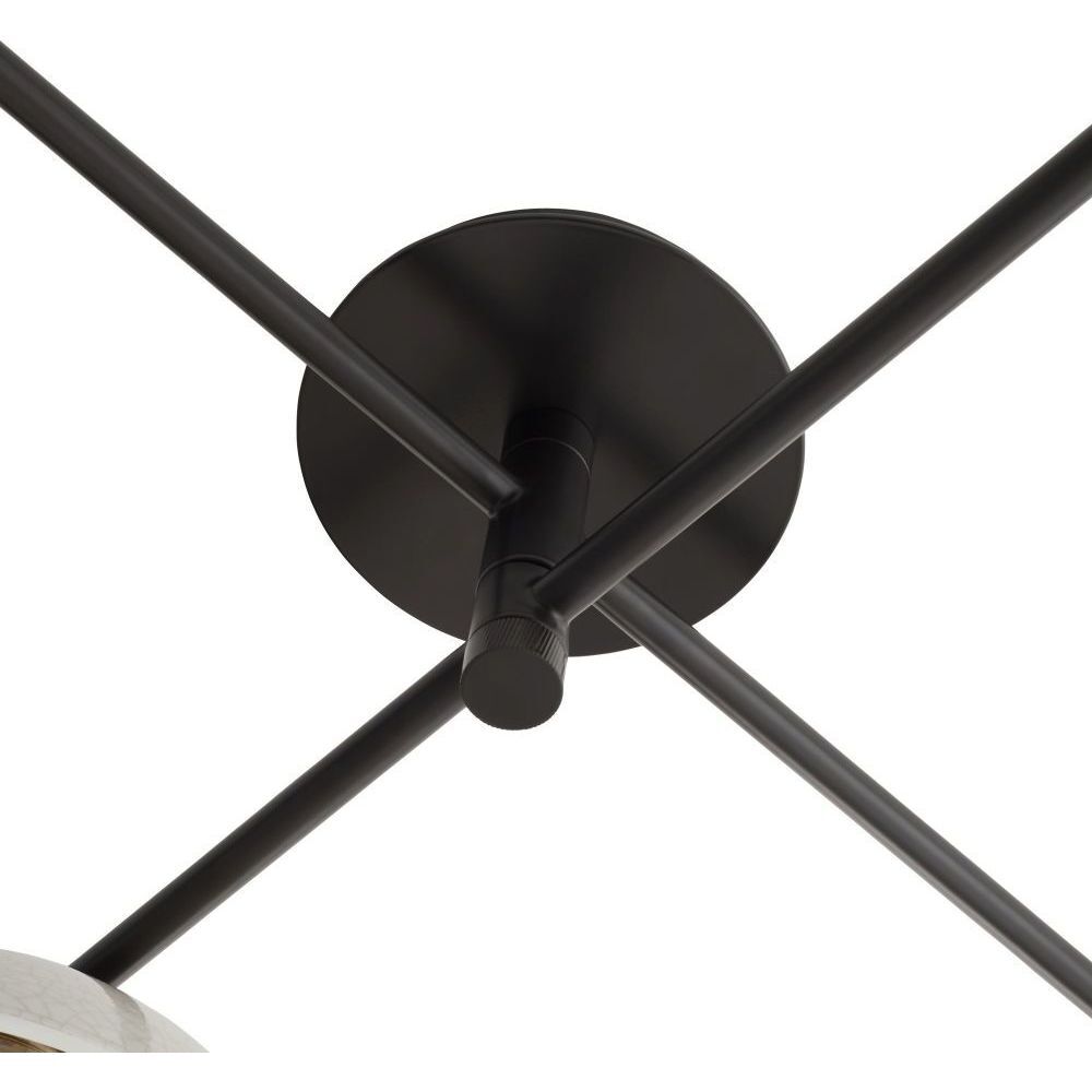 Glaze 4 Light 45 inch Blackened Steel, Ivory Stained Crackle Multipoint Flush Mount Ceiling Light