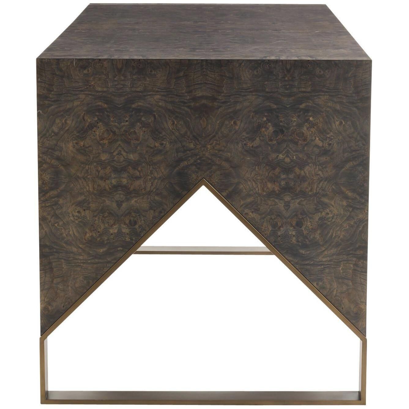 Jupiter 56 X 28 inch Truffle Burl and Antique Brass Desk