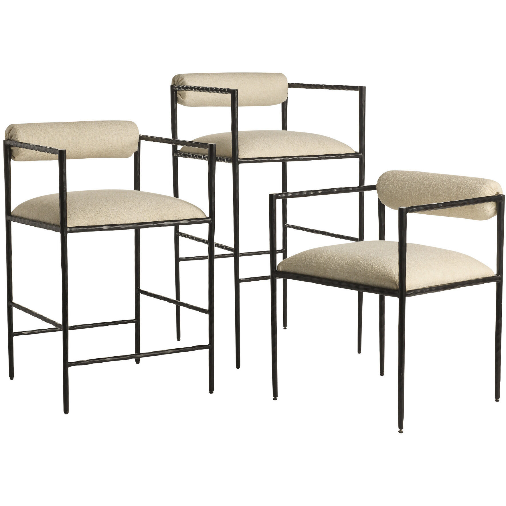 Barbana 39 inch Oxford White and Natural Iron Bar Stool