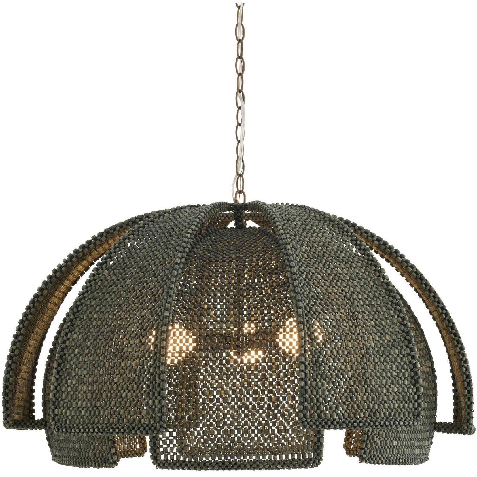 Kamari 3 Light 35.5 inch Antique Brass Pendant Ceiling Light