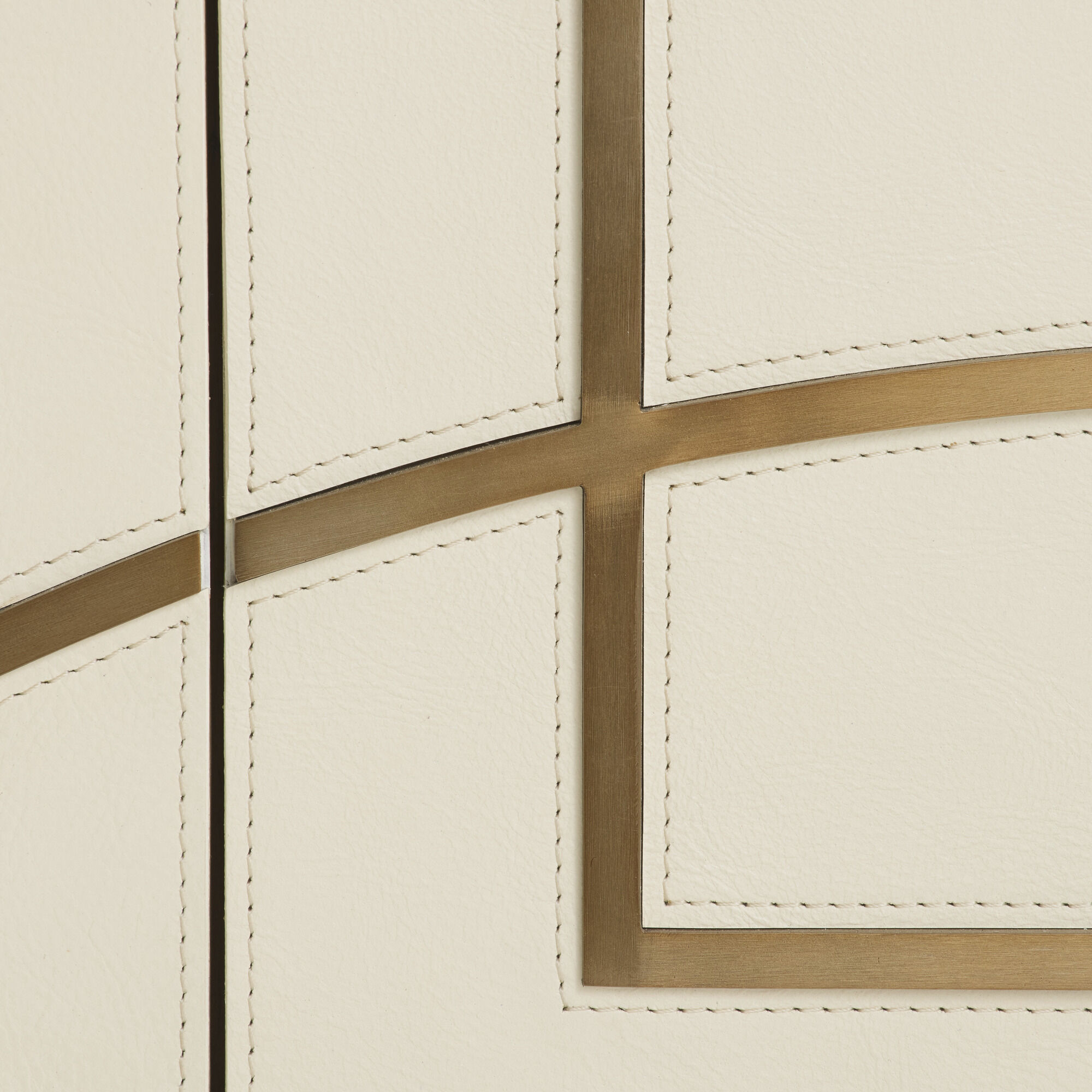 Montevito 84.5 inch Ivory and Antique Brass with Satin Walnut Credenza