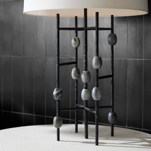 Howes 32 inch 150.00 watt Natural Iron and Galaxy Marble Lamp Portable Light